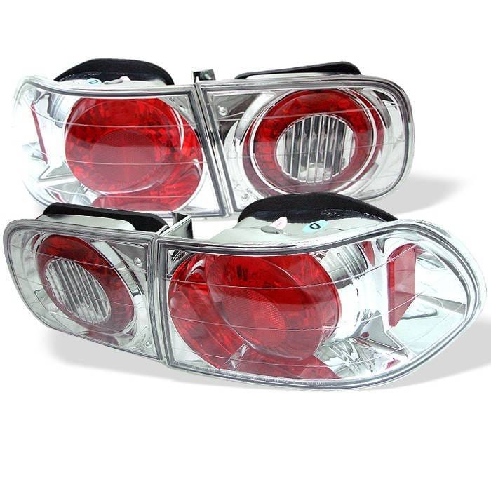 Honda Civic 2DR & 4DR Spyder Euro Style Taillights - Chrome - 111-HC92-24D-C