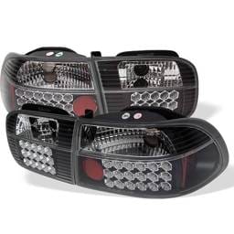 Honda Civic 2DR & 4DR Spyder LED Taillights - Black - 111-HC92-24D-LED-BK