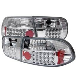 Honda Civic 2DR & 4DR Spyder LED Taillights - Chrome - 111-HC92-24D-LED-C