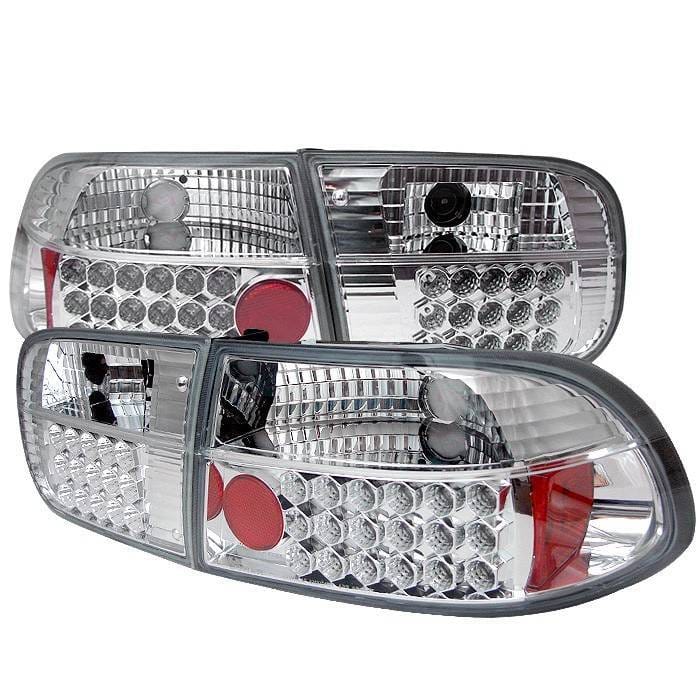 Honda Civic 2DR & 4DR Spyder LED Taillights - Chrome - 111-HC92-24D-LED-C