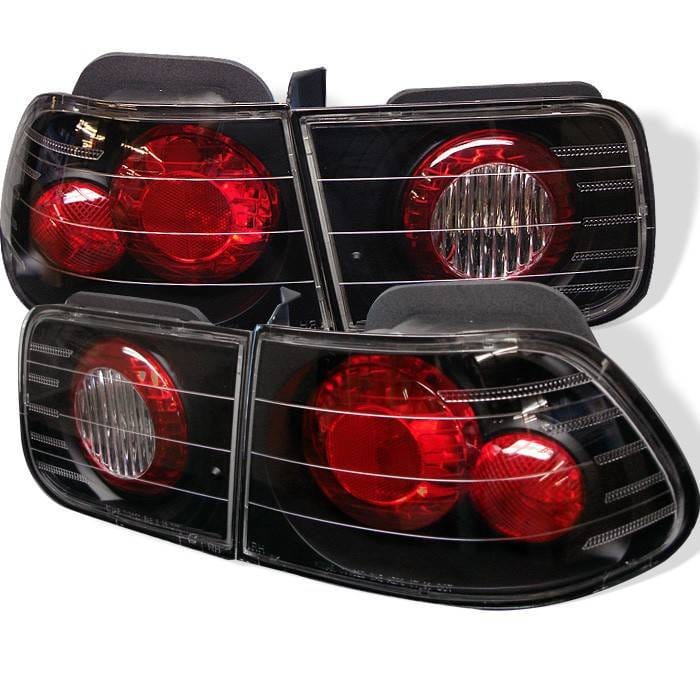 Honda Civic 2DR Spyder Euro Style Taillights - Black - 111-HC96-2D-BK