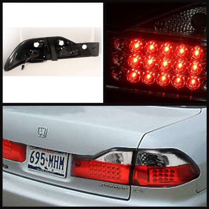Honda Accord 4DR Spyder LED Taillights - Red Clear - ALT-ON-HA98-LED-RC thumbnail 2