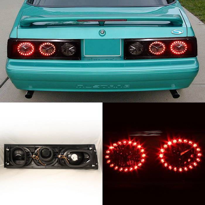 Ford Mustang Spyder LED Taillights - Black - ALT-TS-FM87-LED-BK thumbnail 2