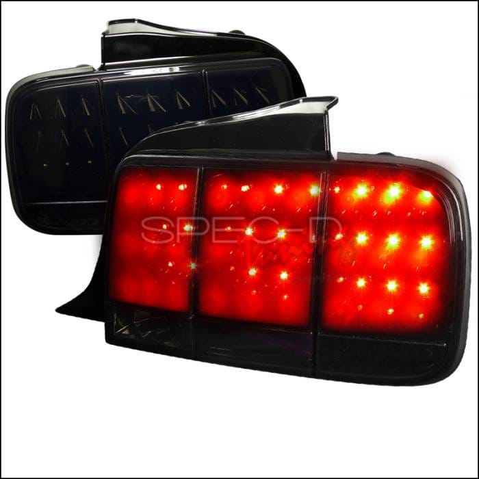 Ford Mustang Spec-D LED Taillights Glossy - Black Housing with Smoke Lens - LT-MST05BBLED-SQ-TM