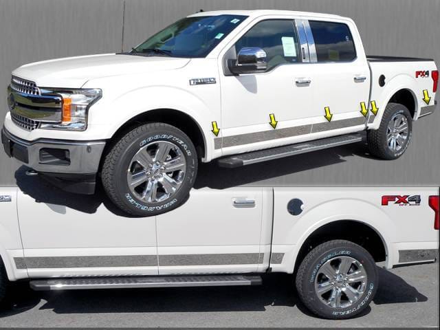 FORD F-150 Crew Cab, 5.5 bed QAA Stainless 12pcs Rocker Panel Trim TH55316