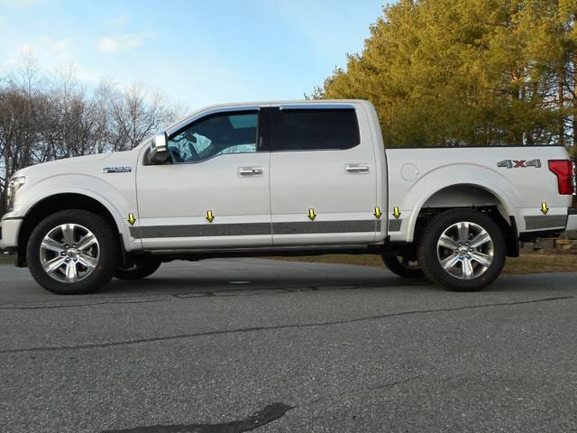 F-150 Super Cab, 6.5 bed QAA Stainless 12pcs Rocker Panel Trim TH55303