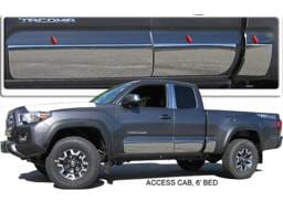 TACOMA Access Cab, 6' Bed QAA Stainless 6pcs Rocker Panel Trim TH16172