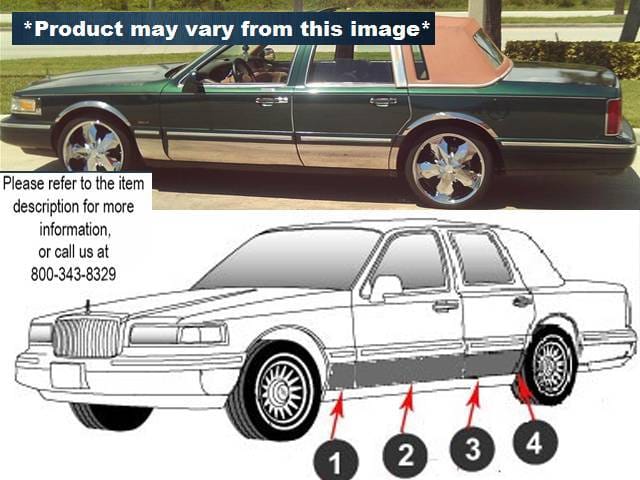 LINCOLN TOWN CAR 4dr QAA Stainless 8pcs Rocker Panel Trim TH30679