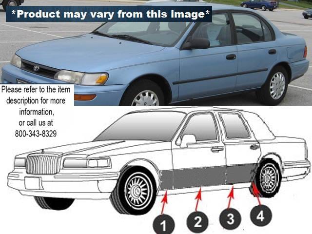 TOYOTA COROLLA 4dr QAA Stainless 8pcs Rocker Panel Trim TH95112