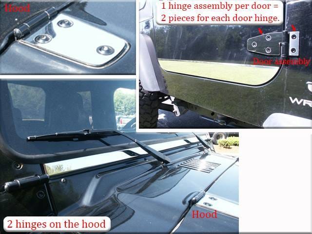 JEEP WRANGLER 2dr QAA Stainless 6pcs Hinge Cap Package HP45090