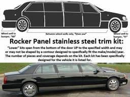 CADILLAC DTS Limousine QAA Stainless 10pcs Rocker Panel Trim TH40241