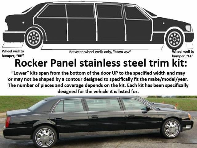 DTS Limousine 99 5/8" Stretch QAA Stainless 12pc Rocker Panel Trim TH40237