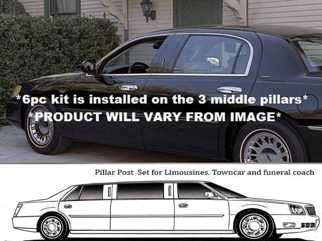 LINCOLN TOWN CAR 4dr QAA Stainless 6pcs Pillar Trim PP40688