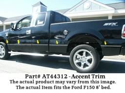 F-150 Super Cab, 8'Bed, NO Flares QAA Stainless Side Accent Trim AT44312
