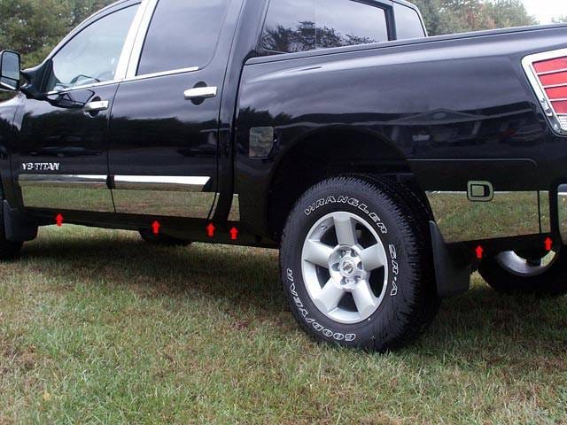 Fits Nissan TITAN 4dr QAA Stainless 13pcs Rocker Panel Trim TH24521