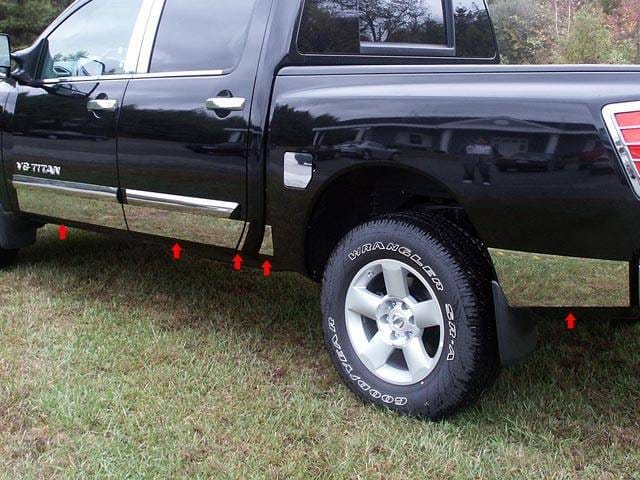 Fits Nissan TITAN 4dr QAA Stainless 10pcs Rocker Panel Trim TH24520