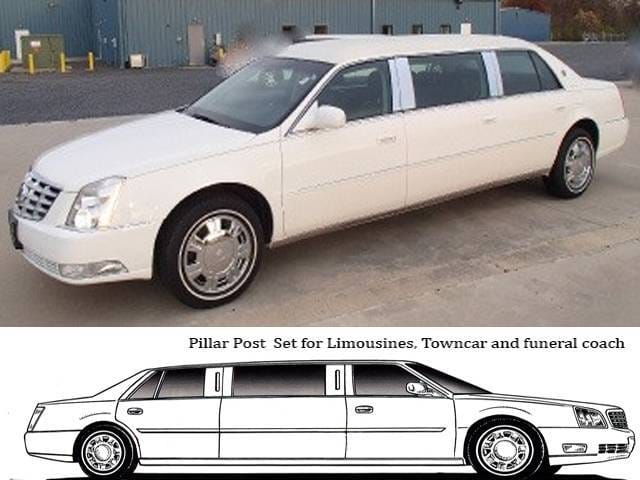 DTS S&S 6-DOOR LIMO w 46" Extension QAA Stainless 8pcs Pillar Trim PP40247 thumbnail 3