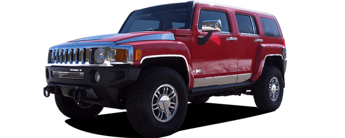 HUMMER H3 4dr QAA Stainless 4pcs Rocker Panel Trim HV46301 thumbnail 2