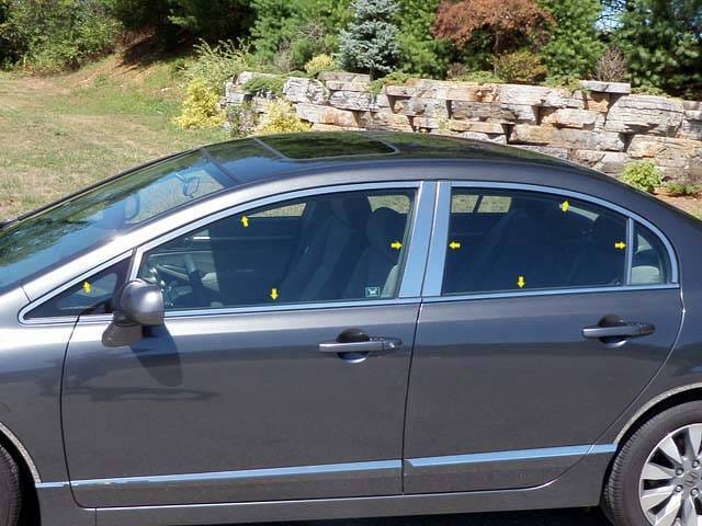 HONDA CIVIC 4dr QAA Stainless 16pcs Window Accent Package WP26214