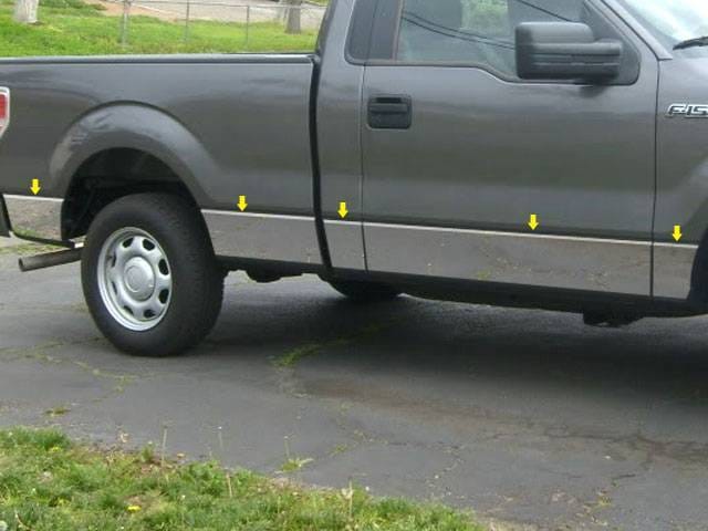 FORD F-150 2dr QAA Stainless 10pcs Rocker Panel Trim TH49308