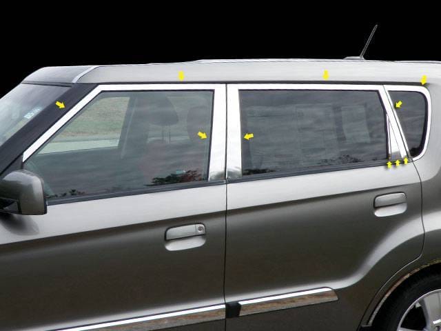 KIA SOUL 4dr QAA Stainless 16pcs Window Accent Package WP10831