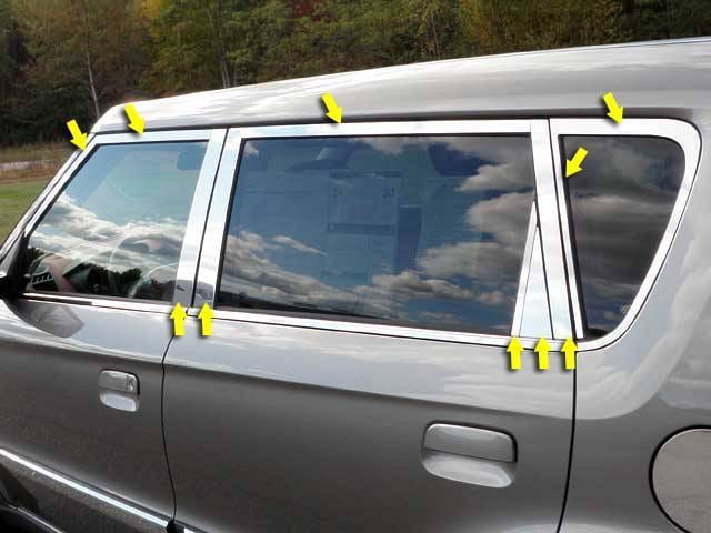 KIA SOUL 4dr QAA Stainless 20pcs Window Accent Package WP10830