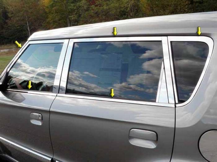 KIA SOUL 4dr QAA Stainless 10pcs Window Accent Package WP10832