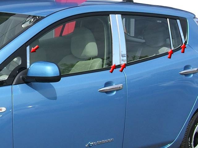 Fits Nissan LEAF 4dr QAA Stainless 10pcs Pillar Trim PP11582