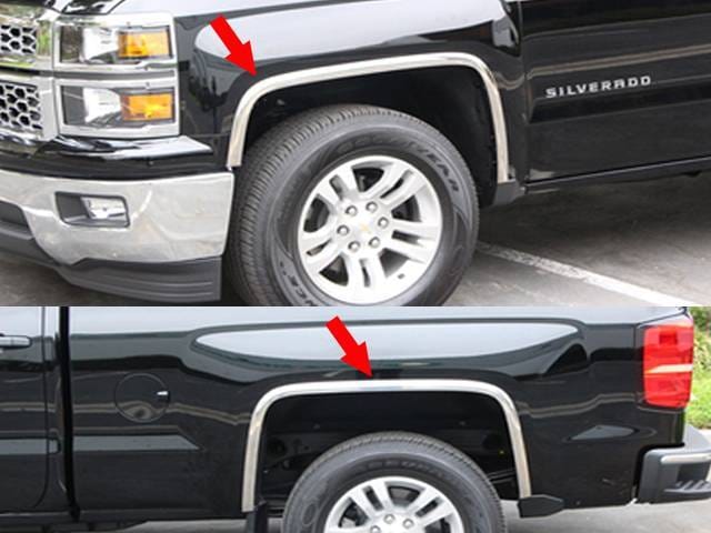 SILVERADO 4dr QAA Molded Stainless 4pcs Wheel Well Fender Trim WZ54181