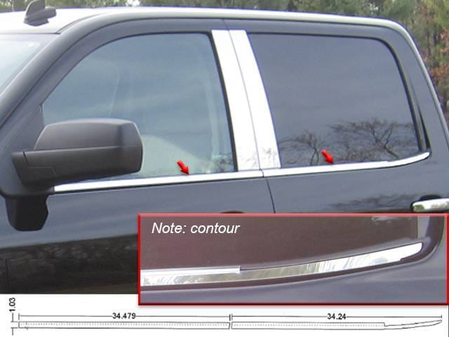 CHEVROLET SILVERADO 4dr QAA Stainless 4pcs Window Sill Accent WS54184