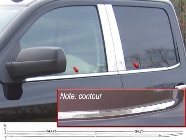 CHEVROLET SILVERADO 4dr QAA Stainless 4pcs Window Sill Accent WS54185
