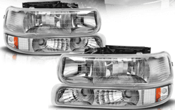 Chevrolet Suburban Amber Crystal Headlights with Bumper Lights - Chrome - HD-JH-CSIL99-SET-AM-C