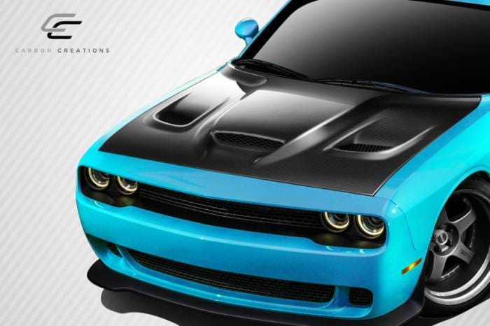 Dodge Challenger Carbon Creations Hellcat Look Hood - 1 Piece - 112475 thumbnail 2