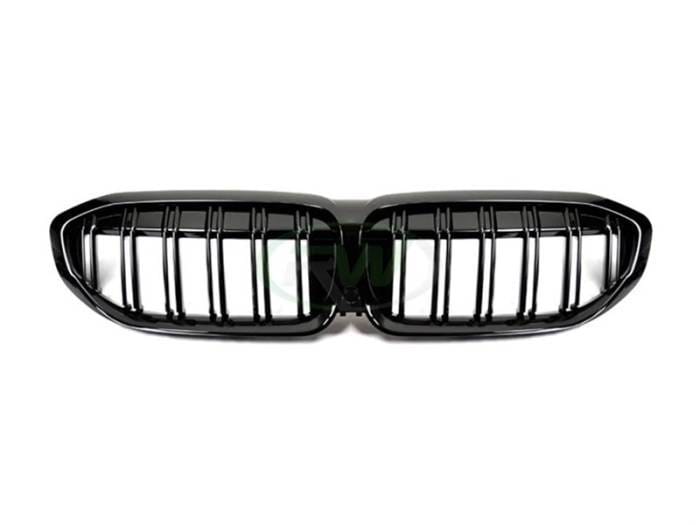 BMW G20 330i M340i Gloss Black Double Slat Grilles bmwg20007 thumbnail 2