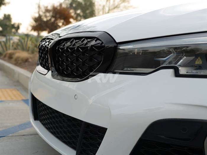 BMW G20 330i M340i Gloss Black Diamond Front Grilles bmwg20006 thumbnail 4