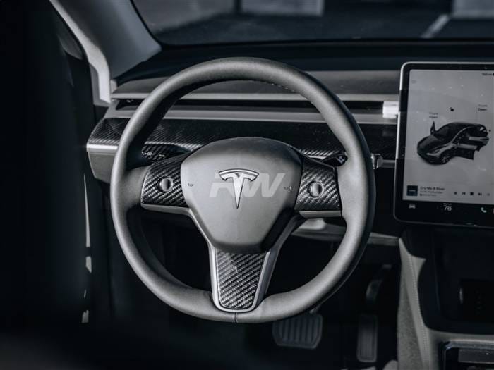 Tesla Model 3 / Y Carbon Fiber Steering Wheel Trim tesla018
