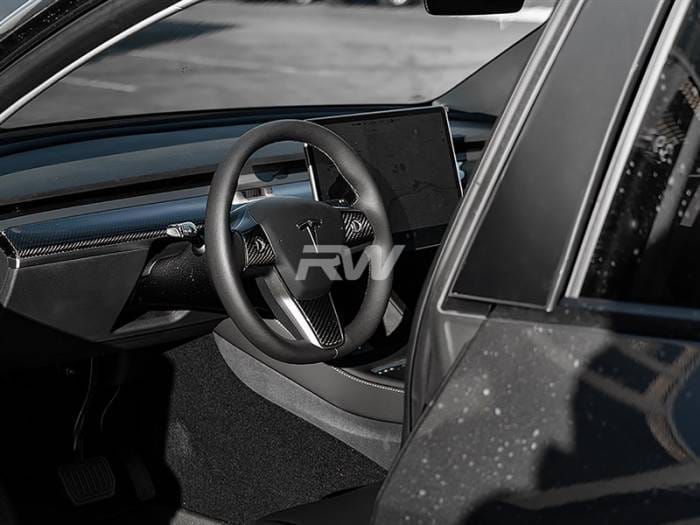 Tesla Model 3 / Y Carbon Fiber Steering Wheel Trim tesla018 thumbnail 2