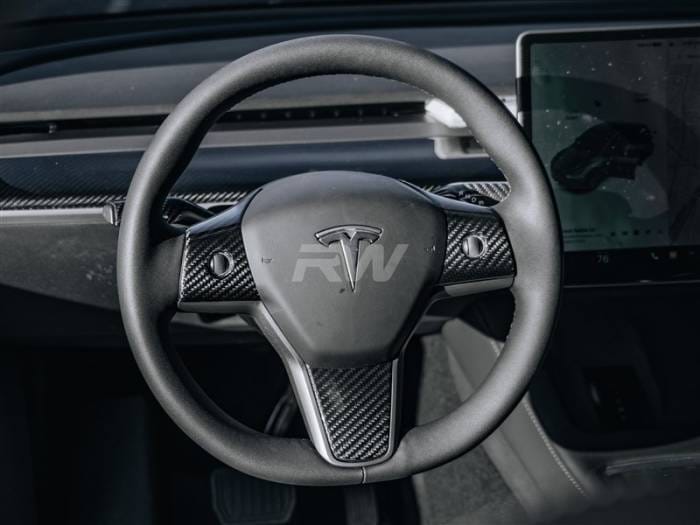 Tesla Model 3 / Y Carbon Fiber Steering Wheel Trim tesla018 thumbnail 3