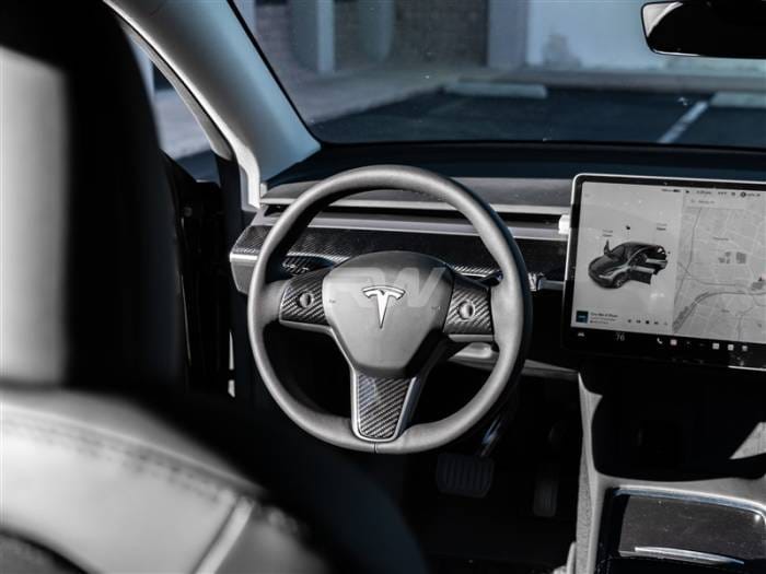 Tesla Model 3 / Y Carbon Fiber Steering Wheel Trim tesla018 thumbnail 4