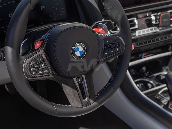 BMW 8 Series M8 Carbon Fiber Alcantara Steering Wheel Trim bmwg20008 thumbnail 2