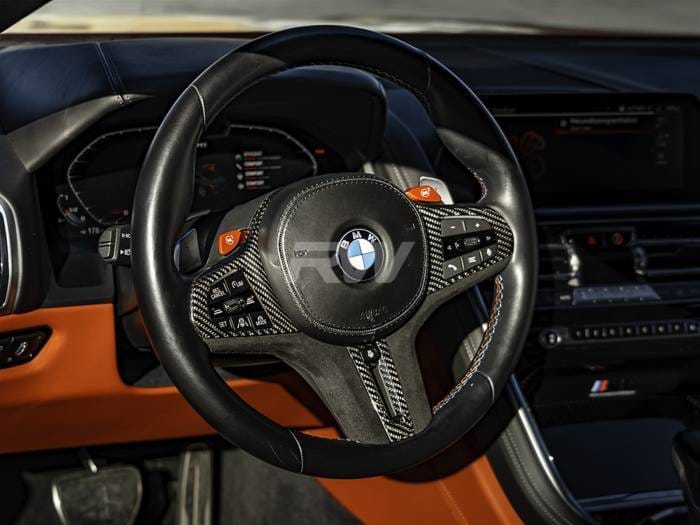 BMW 8 Series M8 Carbon Fiber Alcantara Steering Wheel Trim bmwg20008 thumbnail 5