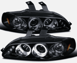 Honda Civic 2DR/3DR/4DR 4 Car Option LED Dual Halo Projector Headlights - Black - Smoke LP-HC922BB-5