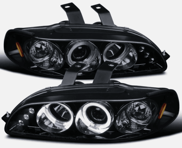 Honda Civic 2DR/3DR/4DR 4 Car Option LED Dual Halo Projector Headlights - Black - Smoke LP-HC922BB-5