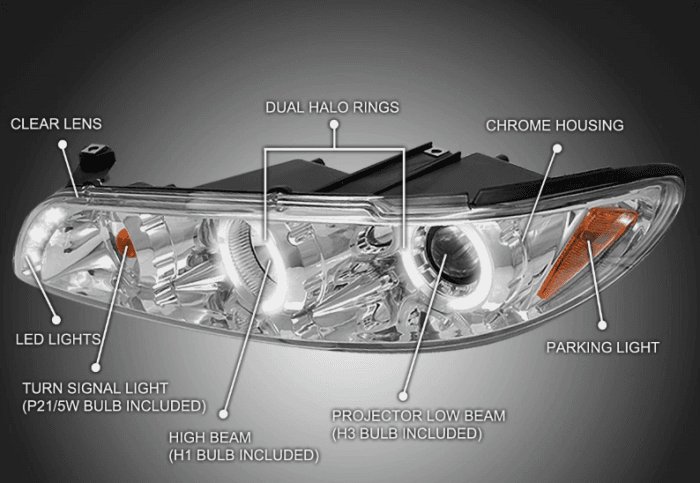 Pontiac Grand Prix Spec-D Halo LED Projector Headlights - Chrome - 2LCLHP-GPX97-TM thumbnail 3