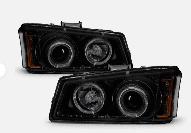 Chevrolet Silverado Spec-D Halo LED Smoke Projector Headlights - Black - 444-CS03-AM-BSM