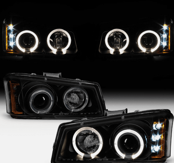 Chevrolet Silverado Spec-D Halo LED Smoke Projector Headlights - Black - 444-CS03-AM-BSM thumbnail 2