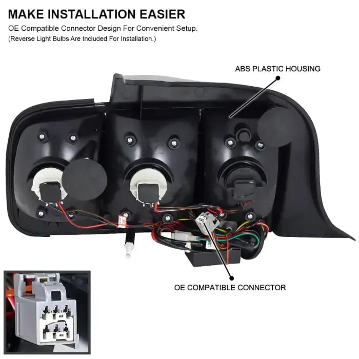 Ford Mustang Spec-D LED Taillights Glossy - Black Housing with Smoke Lens - LT-MST05BBLED-SQ-TM thumbnail 3